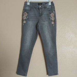 Earl Floral Embroidered Skinny Ankle Jeans Womens size 10